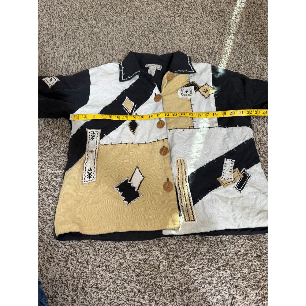 Vintage New Direction Patchwork Artsy Button Up T… - image 6